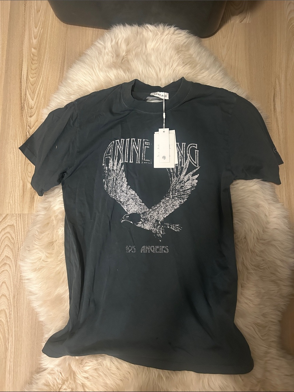 Anine Bing Black Eagle Graphic Short Sleeve Tee